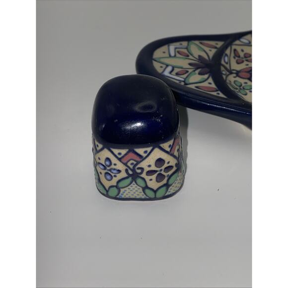 Javier Servin Hand Painted Talavera Handled Shot Glass With Serving Tray - Picture 3 of 5
